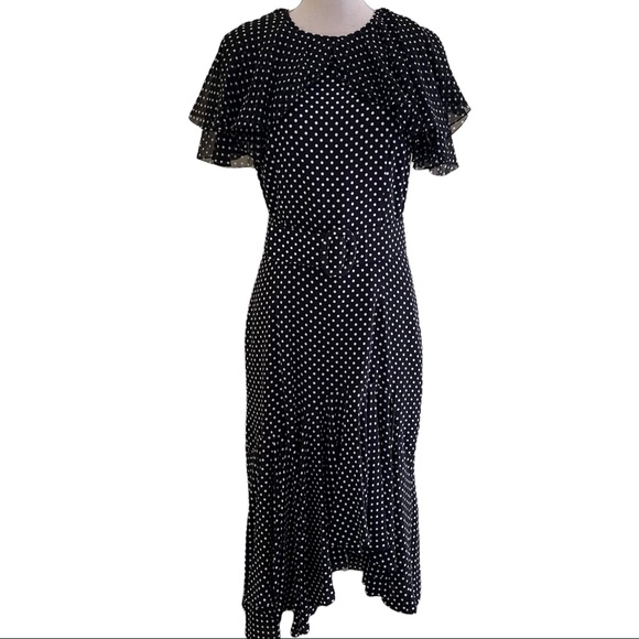 blue dress for baby girl MICHAEL KORS COLLECTION Size 4 Black White Silk Polka Dot Bell Sleeves –  Sui Generis Designer Consignment main image 1